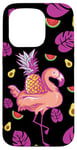 Coque pour iPhone 15 Pro Pink Flamingo With Pineapple Cute Tropical Summer Pattern