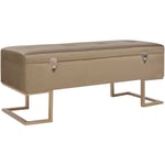 Banc Coffre de rangement avec compartiment - Banquette Pouf 105 cm Beige Velours BV189280 Bonnevie