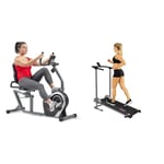 Sunny Health & Fitness Exercise Bikes, Magnetic Recumbent Bike, Stationary Cycling Bike SF-RB4616S and Foldable Treadmill, Manual Compact Mini Treadmill SF-T1407M