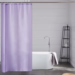 Furlinic Rideau de Douche Petit Anti-moisissure Tissu Imperméable Store de Douche en Polyester Textile Lavable en Machine pour Baignoire ou la Salle de Bain avec 6 Crochets Long Violet 100x200cm