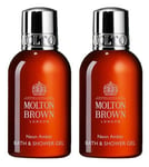 Molton Brown NEON AMBER Bath & Shower Gel Body Wash Duo: 2 x 50ml