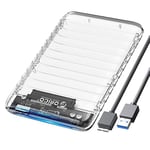 Boitier Disque Dur 2.5, ORICO Transparent UASP Boitier Externe pour 2.5'' SATA III II I 7/9.5 mm HDD/SSD, sans Outils, avec Câbles USB, Compatible avec Windows Mac Linux(2139U3)