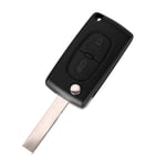 WBMKH 2 Boutons Flip Key Case Blank Shell, pour Peugeot 107207307 307S 308407607 2BT