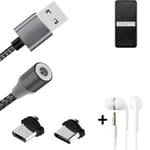 Câble de données + écouteurs pour Oppo A72 a. USB de type C et Micro-USB