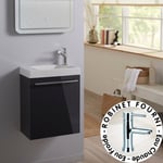 Planetebain - Meuble lave mains wc Gris anthracite + lave mains hamac 3 + mitigeur