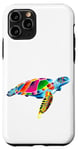 Coque pour iPhone 11 Pro Joli motif floral tortue de mer coloré corail et coquillage