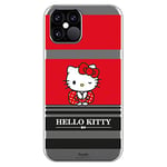 Personalaizer Coque pour iPhone 12-12 Pro - Hello Kitty Franjas Rojas y Negras