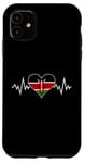 Coque pour iPhone 11 Drapeau Kenya Vintage Heart Beat Kenya Pulse Line