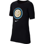 Nike Inter B NK Tee Evergreen Crest T-Shirt Garçon, Black, FR : L (Taille Fabricant : L)