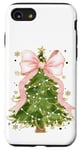 Coque pour iPhone SE (2020) / 7 / 8 Coquette rose avec nœud en ruban et sapin de Noël vert pour fille