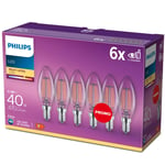 Philips 6-pack LED E14 Kron 4W (40W) Klar 470lm