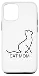 Coque pour iPhone 14 Simple Cat Mom Chat Noir Contour Minimaliste Chats