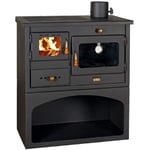 Poele a' bois avec four mode'le prity en acier e'maille' noir 14 kw 305 mc