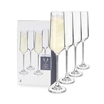 Viski Lot de 4 flûtes à champagne en cristal sans plomb étincelant, fabrication européenne, transparent (10103)