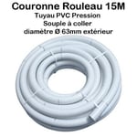 Couronne Rouleau 15m Tuyau Piscine PVC Pression Souple Semi-Rigide à coller diamètre Ø 63mm extérieur 6,3cm 63 mm