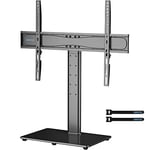 BONTEC Support TV sur Pied Universel pour Téléviseurs LCD/LED/Plasma 32-65 Pouces Meuble TV Réglable en Hauteur avec Base en Verre Trempé de 8 mm - Capacité de Charge 45 kg et Max VESA 600x400 mm