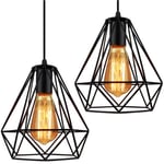 Norcks - 2X Métal Diamant 20CM Lustre Industriel Vintage Lampes Suspendues Rustique Plafonnier Moderne Pour Salle à Manger Décoration Intérieure Noir