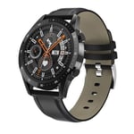 RUMOCOVO Montre connectée de sport pour hommes, écran entièrement tactile, étanche IP67, Bluetooth, 2840 - Cuir noir