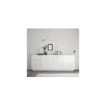 Azura Home Design - Buffet 2 portes et 3 tiroirs jupiter blanc laqué brillant 241 cm