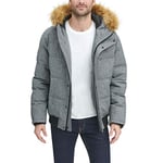 Tommy Hilfiger Men's Arctic Cloth Quilted Snorkel Bomber Jacket Parka, Heather Grey, XS