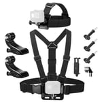 K&F Concept Elastic Chest Harness & Head Strap Mount for GoPro Hero 13 12 11 10 9 Black DJI Osmo AKASO Accessories Kit for Action Cameras