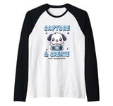 Cute Camera Dog Photographer Photo Capture & Create Puppy Raglan Baseball Tee