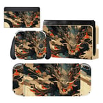 playvital Kit d'Autocollants Skin Decal pour Nintendo Switch OLED Console Sticker Vinyle Autocollant pour Switch OLED Console&Joycon & Dock & Poignée Grip-Dragon Fureur