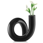 Joeyan Small Glass Vase for Flowers, Colored Single Rose Vase Bud Vases Funky Aesthetic Mini Flower Vase for Table Decorative Living Room, Black