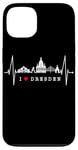 Coque pour iPhone 13 Skyline de Dresde Heartbeat Coeur Allemand I Love Dresden