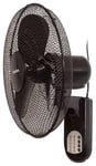 Schallen 16" Oscillating Wall Mounted Air Cool Fan with Timer & Remote in Black