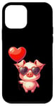 Coque pour iPhone 12 mini Saint Valentin Amour Porcinet Cœur Amoureux Ballon Lunettes de soleil