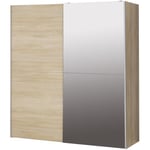 Armoire 2 portes coulissantes avec miroir - Chêne sonoma - L 170,3 x P 61,2 x H 190,5 cm - ULOS