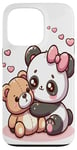 Coque pour iPhone 13 Pro Adorable panda et ours en peluche câlins style kawaii