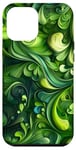 iPhone 14 Pro Max Aesthetic Green Nature Plants Swirling Pattern Case