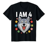 Youth I Am 4 Kids Four Years Old Cute Wolf 4th Birthday Party T-Shirt