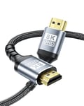 BYEASY HDMI 2.1 Cable, 1M 8K@60Hz HDMI Cable Compatible with all HDMI devices PC/TV/HDTV/Blu-ray