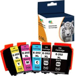 202 XL Cartouches Compatible avec Epson 202 202XL Encre Multipack,pour Expression Premium XP-6000 XP-6005 XP-6100 XP-6105 XP6000 XP6005 XP6100 XP6105 5-Pack(Q291)