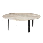 Gubi - IOI Coffee Table - Round, Ø100 Top Rippled Beige, Base Black Semi Matt Base / Brass Sphere - Småbord & sidobord - GamFratesi - Beige,Svart - Metall/Sten