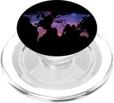 Carte Du Monde Galaxie Nuit Etoile Ciel Violet Et Bleu PopSockets PopGrip pour MagSafe