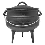 ToCis Big BBQ Potjie « Beefalo » #2 en fonte | Cocotte traditionnelle sud-africaine en fonte | une variante du Four néerlandais avec couvercle sans pieds | Capacité : 6 litres