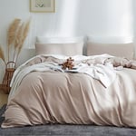 Michorinee Housse de Couette 240 x 260 Taupe Parure de Lit 2 Personnes en Microfibre avec Fermeture Éclair, Parure Housse Couette Adulte Couleur Unie avec 2 Taie d'oreiller 65x65 cm