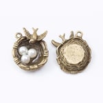 WANM Mix 8 Pcs Zinc Alloy Bird S Nest Pearl Inlay Pendant Pendant Diy Fashion Bracelet Jewelry Accessory