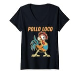 Womens Pollo Loco Funny Crazy Chicken Lovers V-Neck T-Shirt