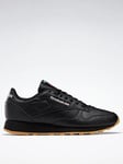 Reebok Mens Classic Leather Trainers - Black/Grey, Black/Grey, Size 9, Men