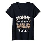 Womens Mommy Of The Wild One Birthday Girl Matching Family Party V-Neck T-Shirt