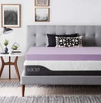 LUCID Surmatelas en Mousse à mémoire de Forme infusée de Lavande de 10,2 cm, Design ventilé, Grand lit