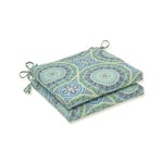 Pillow Perfect Delancey Lagoon Squared Corners Seat Cushion 20x20, Blue, 20 in. L X 20 in. W X 3 in. D