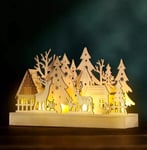 Christmas Wooden Scene Ornament Reindeer Stag LED Light Up Home Decoration Xmas