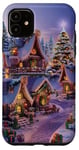 Coque pour iPhone 11 Village Enneigé Hiver Neige Noël Modèle Flocons De Neige