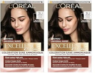 L’ORÉAL PARIS - Coloration Cheveux Cheveux Permanente - Sans Ammoniaque - Couvre 100% des Cheveux Blancs - Excellence Crème Universal Nudes - Nuance : Châtain Foncé Universel (3) (Lot de 2)